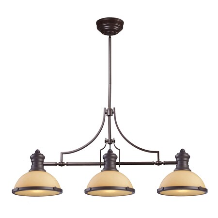 Elk Lighting Chadwick 3-Light Island Light in Oiled Bronze with Off-white Glass 66235-3